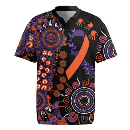Australia Psoriasis Support Personalised Rugby Jersey Aboriginal Ribbon Dot Painting