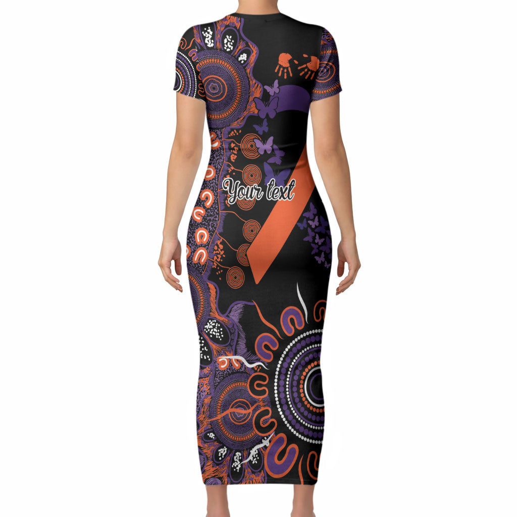 Australia Psoriasis Support Personalised Short Sleeve Bodycon Dress Aboriginal Ribbon Dot Painting