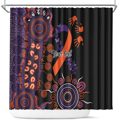 Australia Psoriasis Support Personalised Shower Curtain Aboriginal Ribbon Dot Painting
