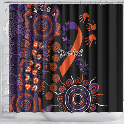 Australia Psoriasis Support Personalised Shower Curtain Aboriginal Ribbon Dot Painting