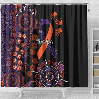 Australia Psoriasis Support Personalised Shower Curtain Aboriginal Ribbon Dot Painting