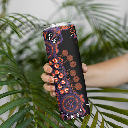 Australia Psoriasis Support Personalised Skinny Tumbler Aboriginal Ribbon Dot Painting