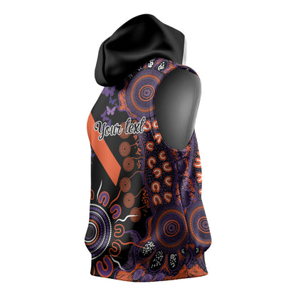 Australia Psoriasis Support Personalised Sleeveless Hoodie Aboriginal Ribbon Dot Painting