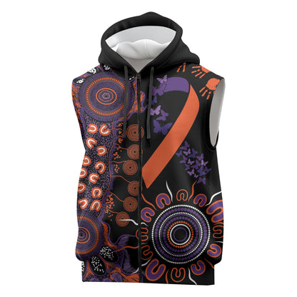 Australia Psoriasis Support Personalised Sleeveless Zip Hoodie Aboriginal Ribbon Dot Painting