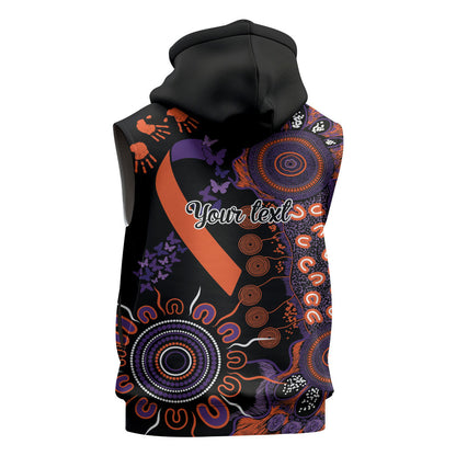 Australia Psoriasis Support Personalised Sleeveless Zip Hoodie Aboriginal Ribbon Dot Painting