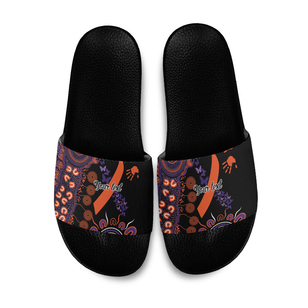 Australia Psoriasis Support Personalised Slide Sandals Aboriginal Ribbon Dot Painting