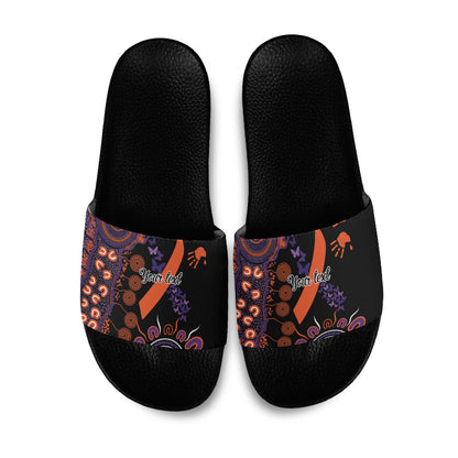 Australia Psoriasis Support Personalised Slide Sandals Aboriginal Ribbon Dot Painting