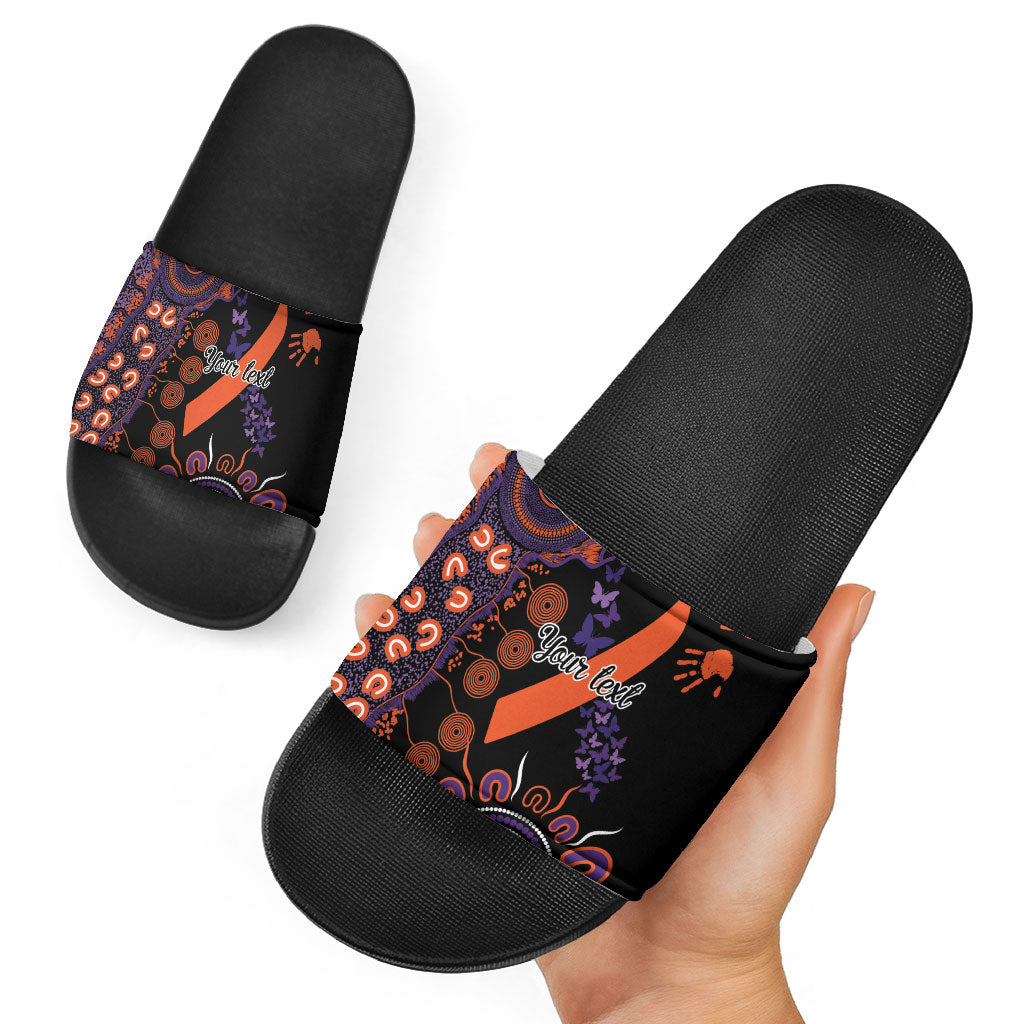 Australia Psoriasis Support Personalised Slide Sandals Aboriginal Ribbon Dot Painting