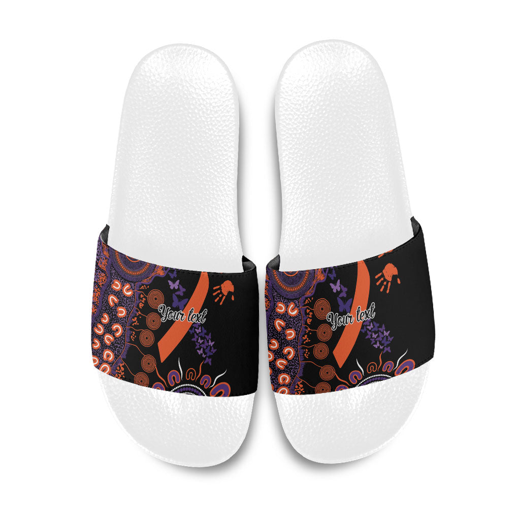 Australia Psoriasis Support Personalised Slide Sandals Aboriginal Ribbon Dot Painting