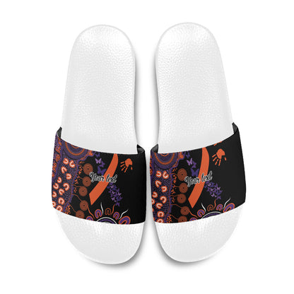 Australia Psoriasis Support Personalised Slide Sandals Aboriginal Ribbon Dot Painting