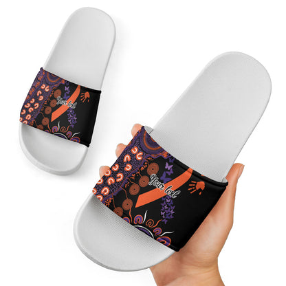 Australia Psoriasis Support Personalised Slide Sandals Aboriginal Ribbon Dot Painting