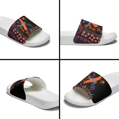 Australia Psoriasis Support Personalised Slide Sandals Aboriginal Ribbon Dot Painting