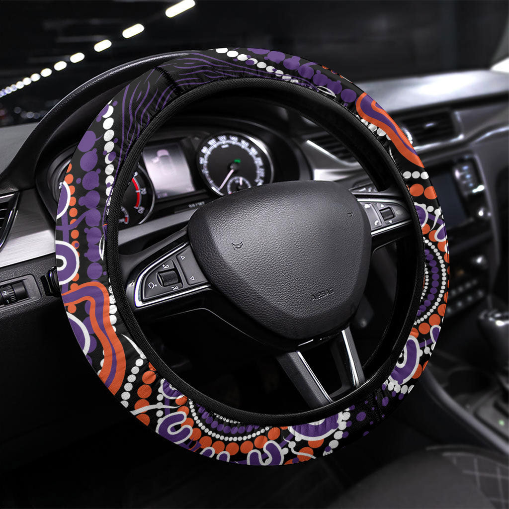 Australia Psoriasis Support Steering Wheel Cover Aboriginal Ribbon Dot Painting
