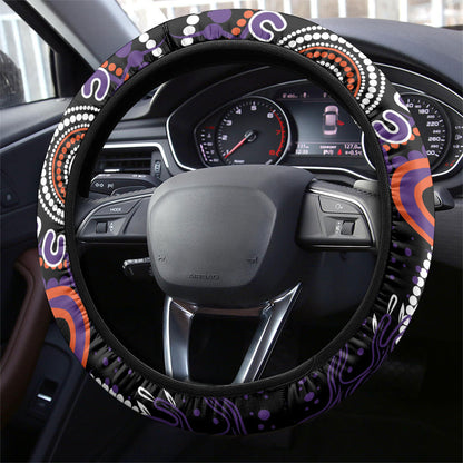 Australia Psoriasis Support Steering Wheel Cover Aboriginal Ribbon Dot Painting