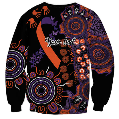 Australia Psoriasis Support Personalised Sweatshirt Aboriginal Ribbon Dot Painting