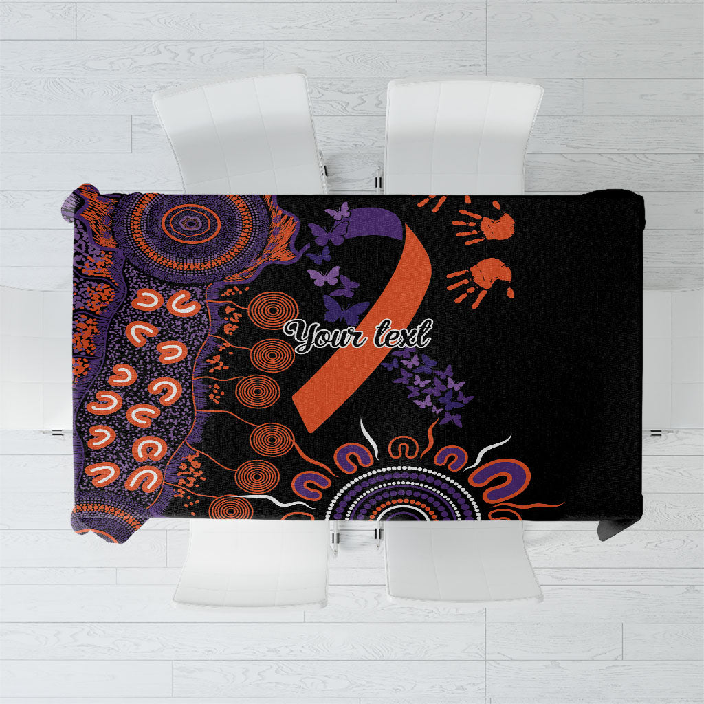 Australia Psoriasis Support Personalised Tablecloth Aboriginal Ribbon Dot Painting