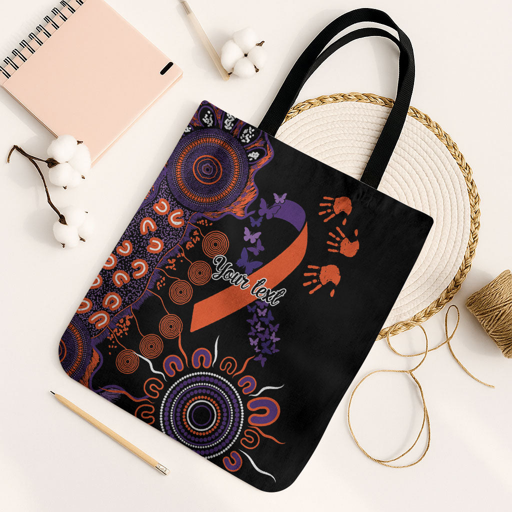 Australia Psoriasis Support Personalised Tote Bag Aboriginal Ribbon Dot Painting