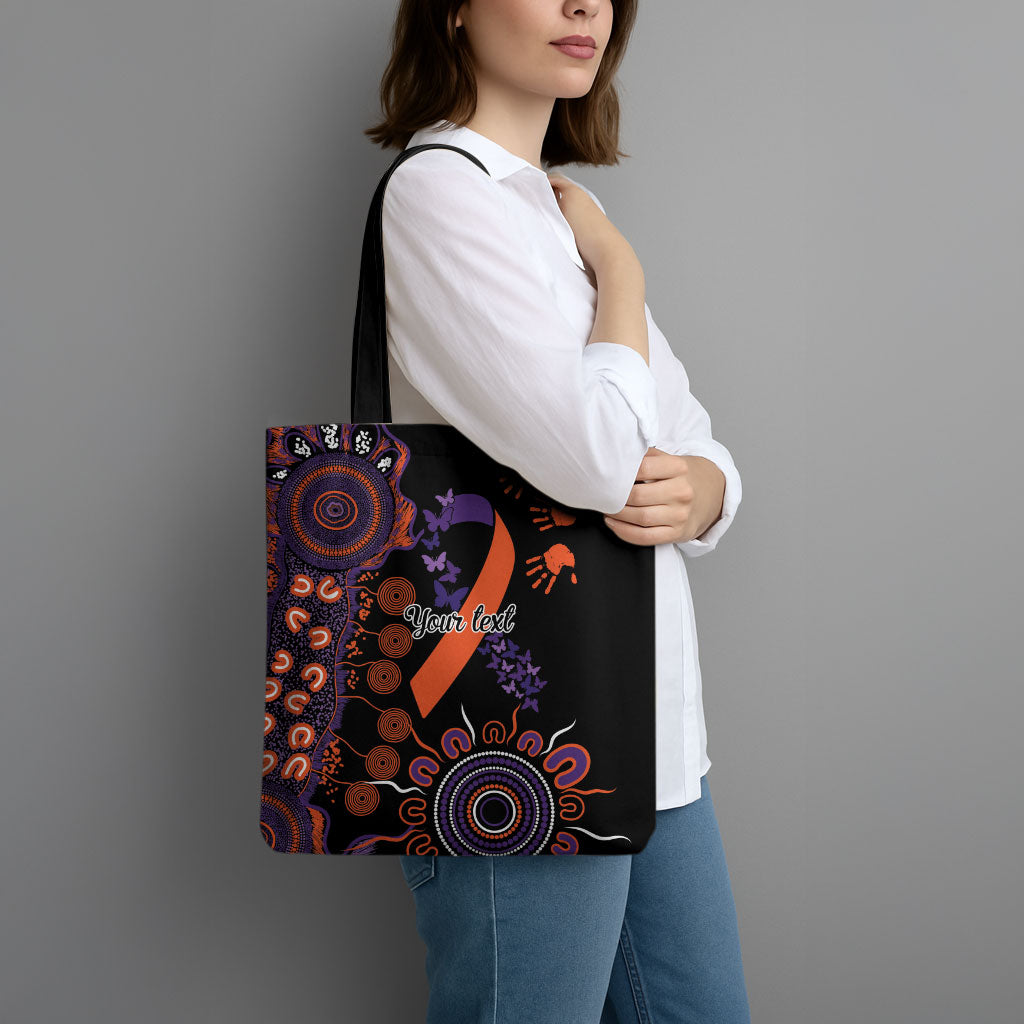 Australia Psoriasis Support Personalised Tote Bag Aboriginal Ribbon Dot Painting