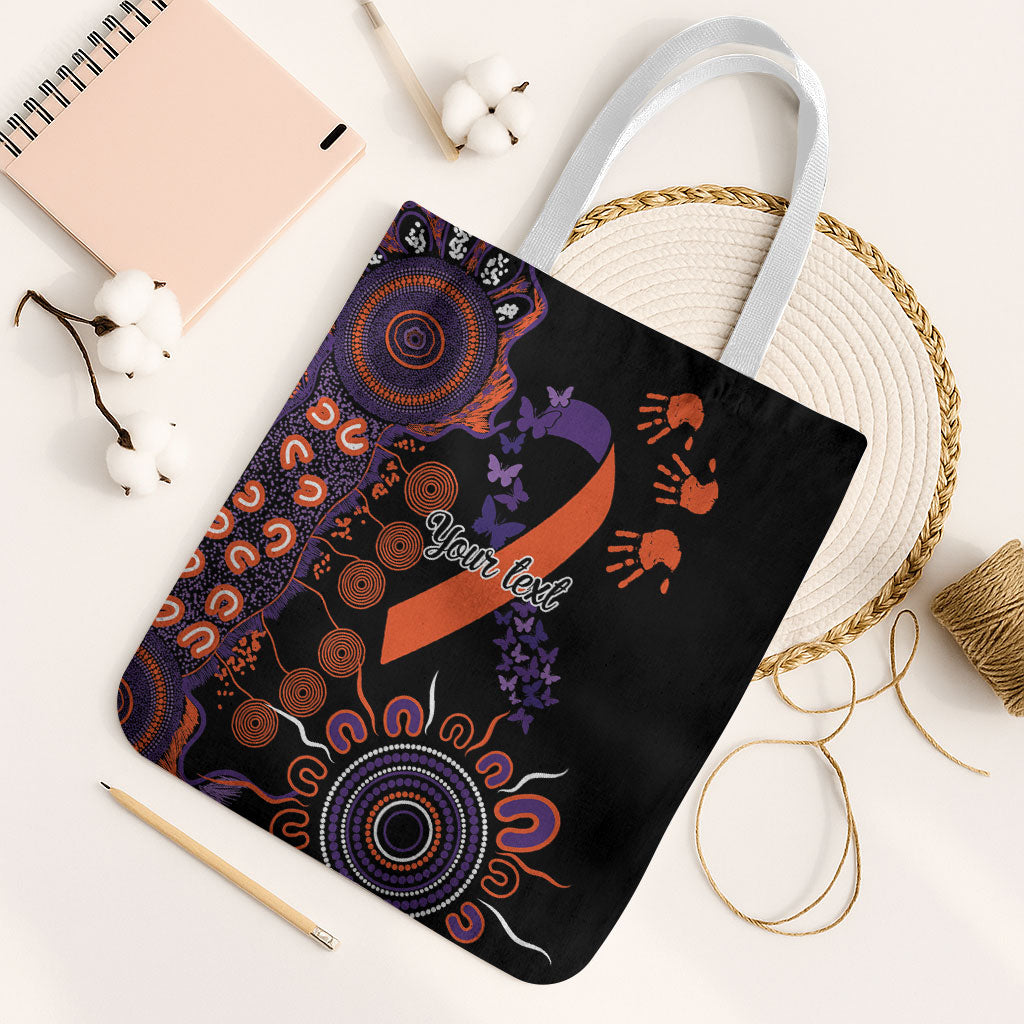 Australia Psoriasis Support Personalised Tote Bag Aboriginal Ribbon Dot Painting