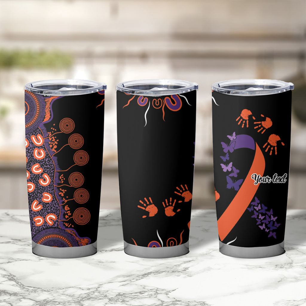 Australia Psoriasis Support Personalised Tumbler Cup Aboriginal Ribbon Dot Painting