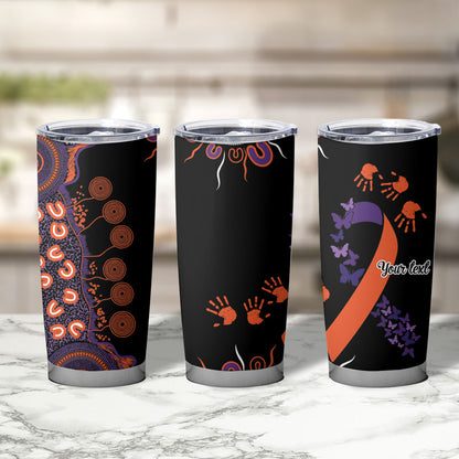Australia Psoriasis Support Personalised Tumbler Cup Aboriginal Ribbon Dot Painting