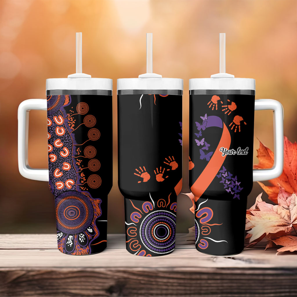 Australia Psoriasis Support Personalised Tumbler With Handle Aboriginal Ribbon Dot Painting