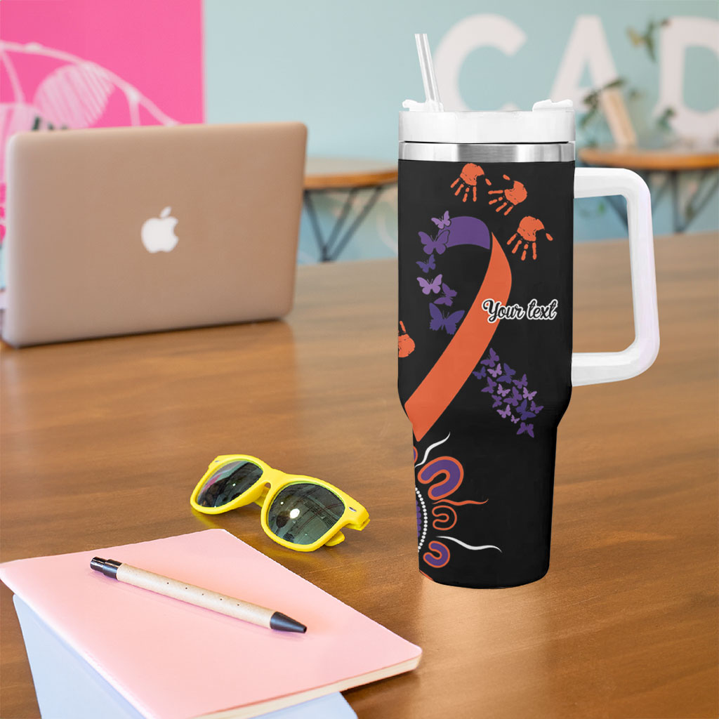 Australia Psoriasis Support Personalised Tumbler With Handle Aboriginal Ribbon Dot Painting