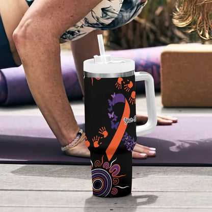 Australia Psoriasis Support Personalised Tumbler With Handle Aboriginal Ribbon Dot Painting