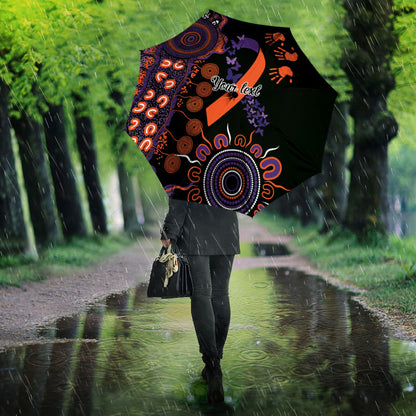 Australia Psoriasis Support Personalised Umbrella Aboriginal Ribbon Dot Painting