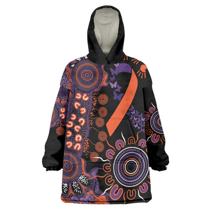 Australia Psoriasis Support Personalised Wearable Blanket Hoodie Aboriginal Ribbon Dot Painting
