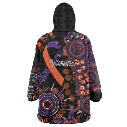 Australia Psoriasis Support Personalised Wearable Blanket Hoodie Aboriginal Ribbon Dot Painting