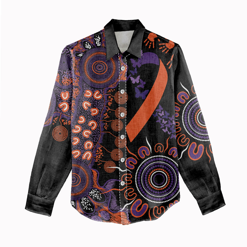 Australia Psoriasis Support Personalised Women Casual Shirt Aboriginal Ribbon Dot Painting