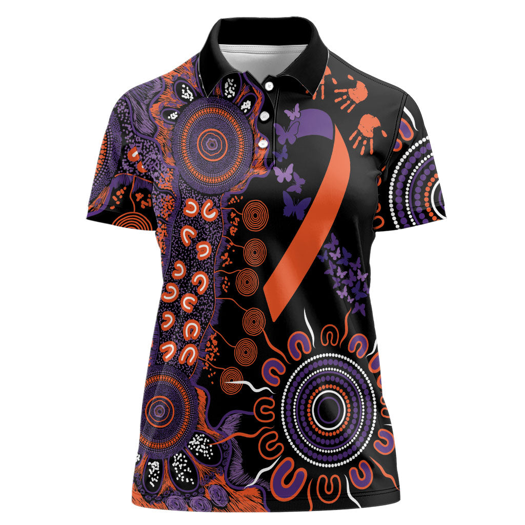 Australia Psoriasis Support Personalised Women Polo Shirt Aboriginal Ribbon Dot Painting