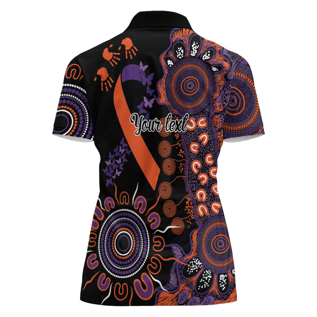 Australia Psoriasis Support Personalised Women Polo Shirt Aboriginal Ribbon Dot Painting