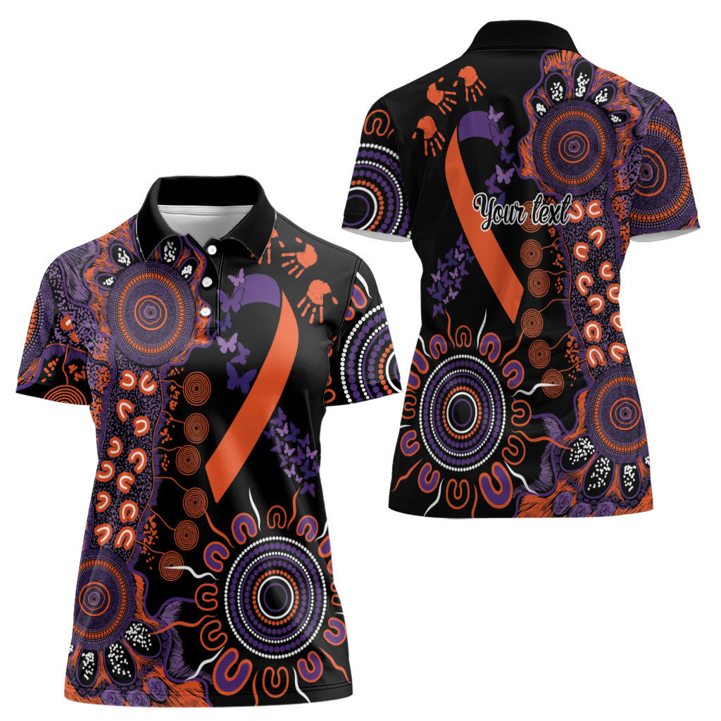Australia Psoriasis Support Personalised Women Polo Shirt Aboriginal Ribbon Dot Painting