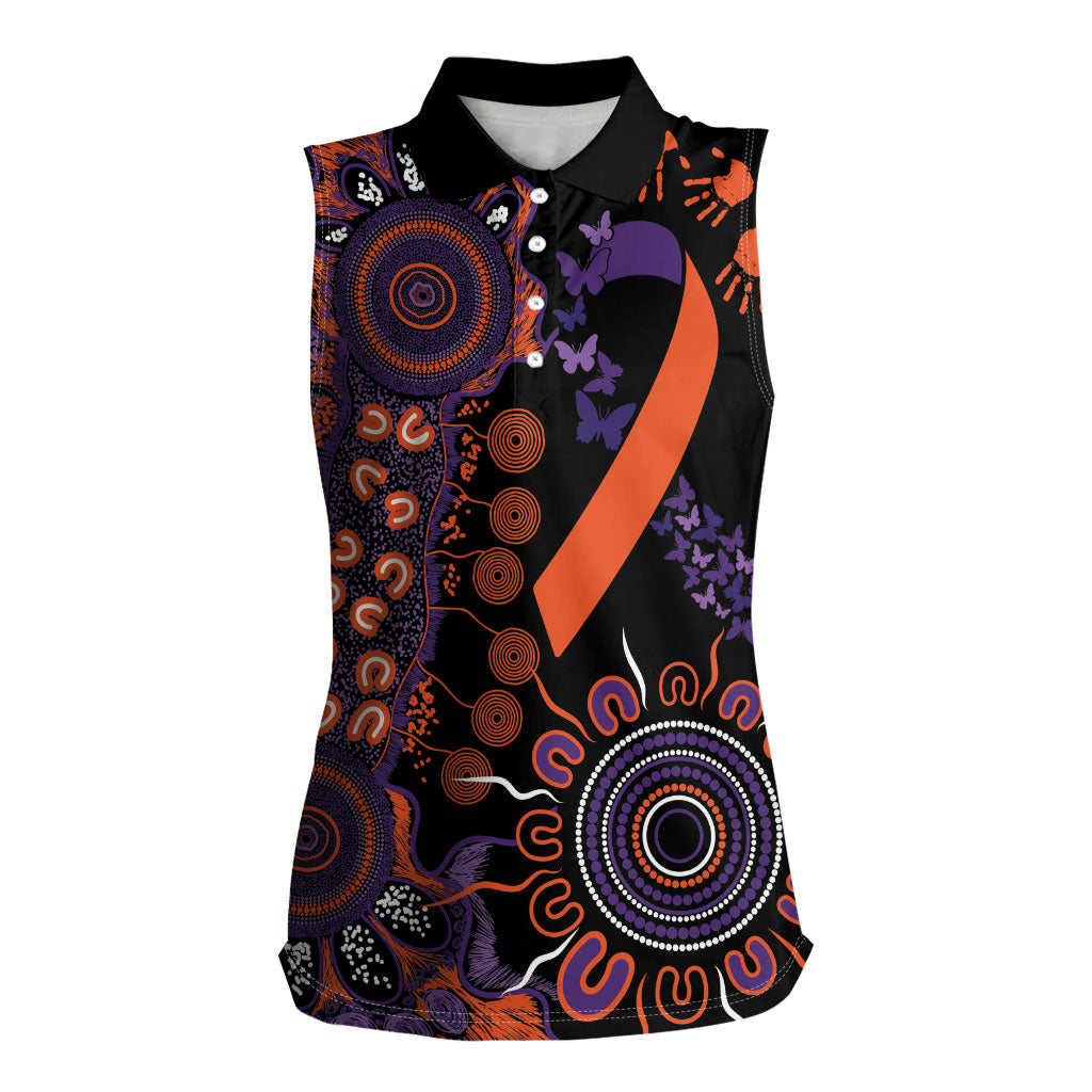 Australia Psoriasis Support Personalised Women Sleeveless Polo Shirt Aboriginal Ribbon Dot Painting