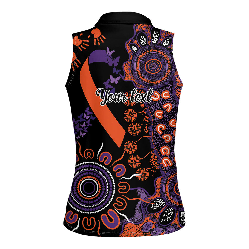 Australia Psoriasis Support Personalised Women Sleeveless Polo Shirt Aboriginal Ribbon Dot Painting