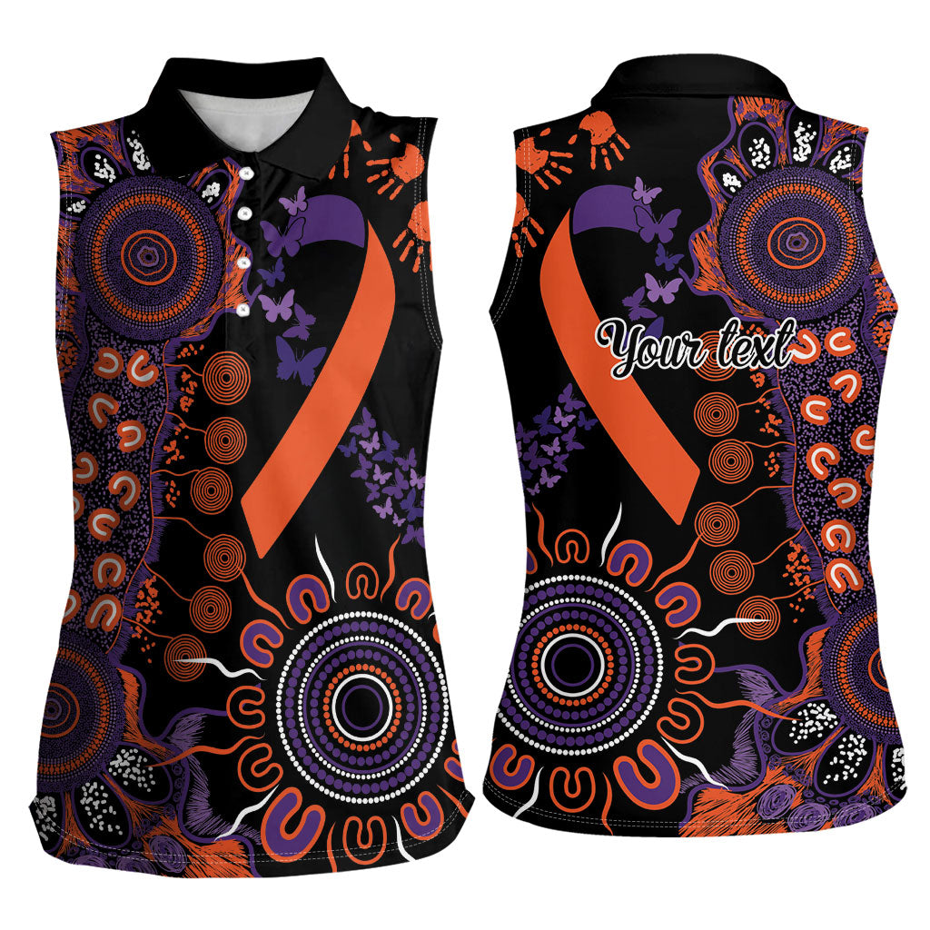 Australia Psoriasis Support Personalised Women Sleeveless Polo Shirt Aboriginal Ribbon Dot Painting