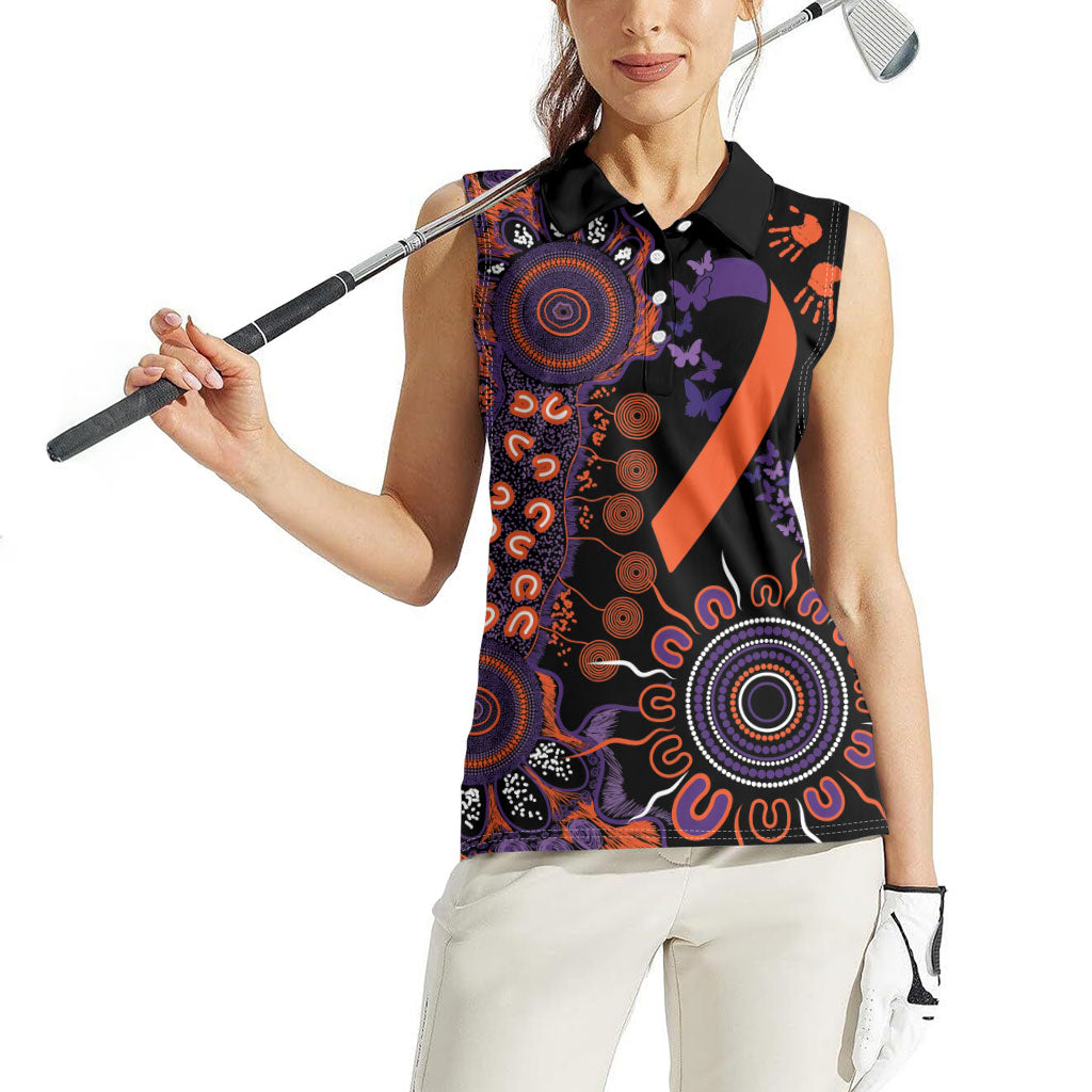 Australia Psoriasis Support Personalised Women Sleeveless Polo Shirt Aboriginal Ribbon Dot Painting
