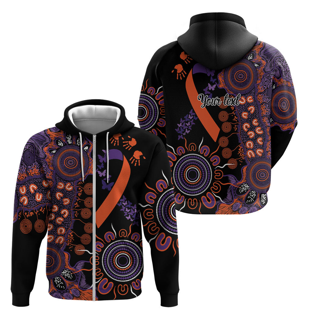 Australia Psoriasis Support Personalised Zip Hoodie Aboriginal Ribbon Dot Painting