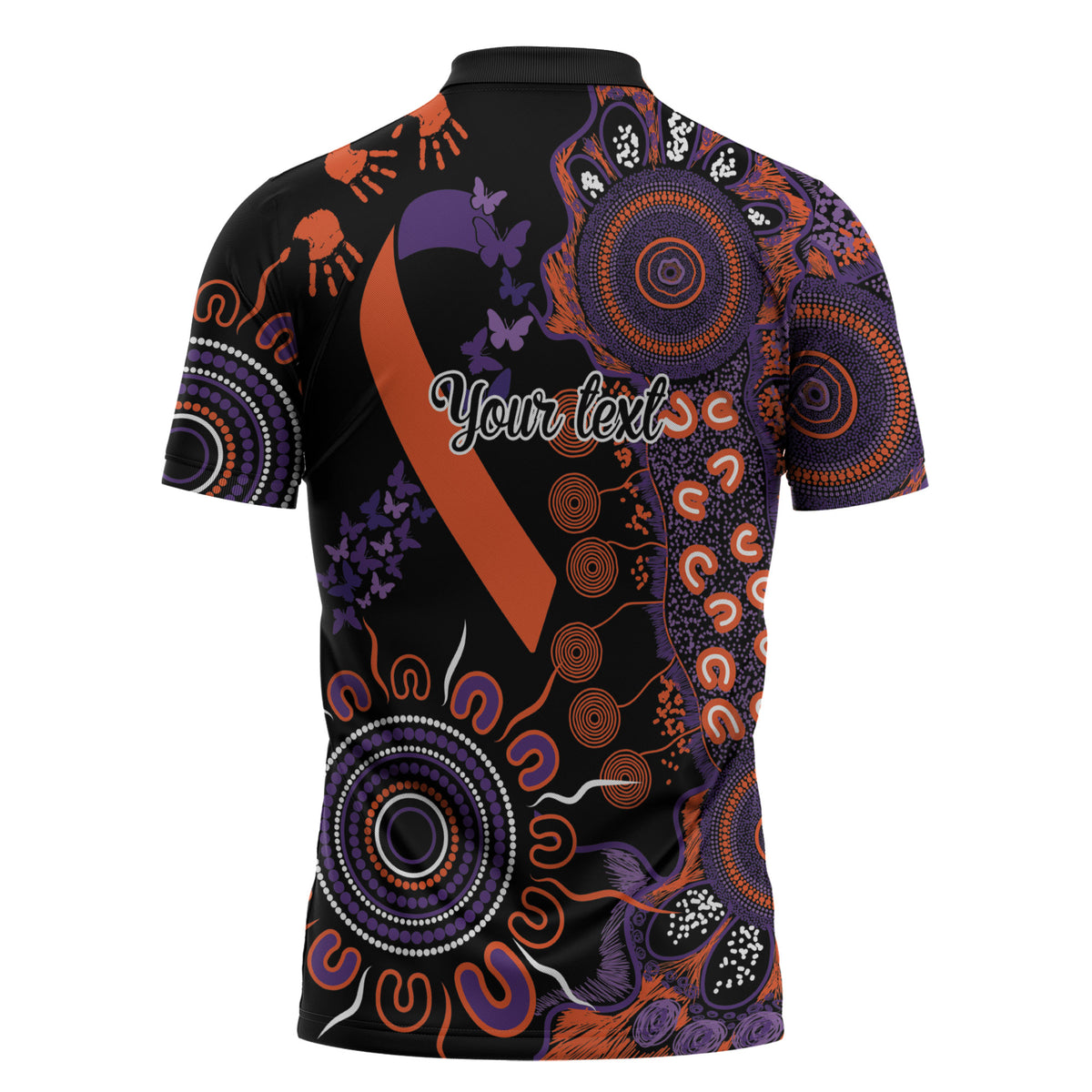 Australia Psoriasis Support Personalised Zipper Polo Shirt Aboriginal Ribbon Dot Painting