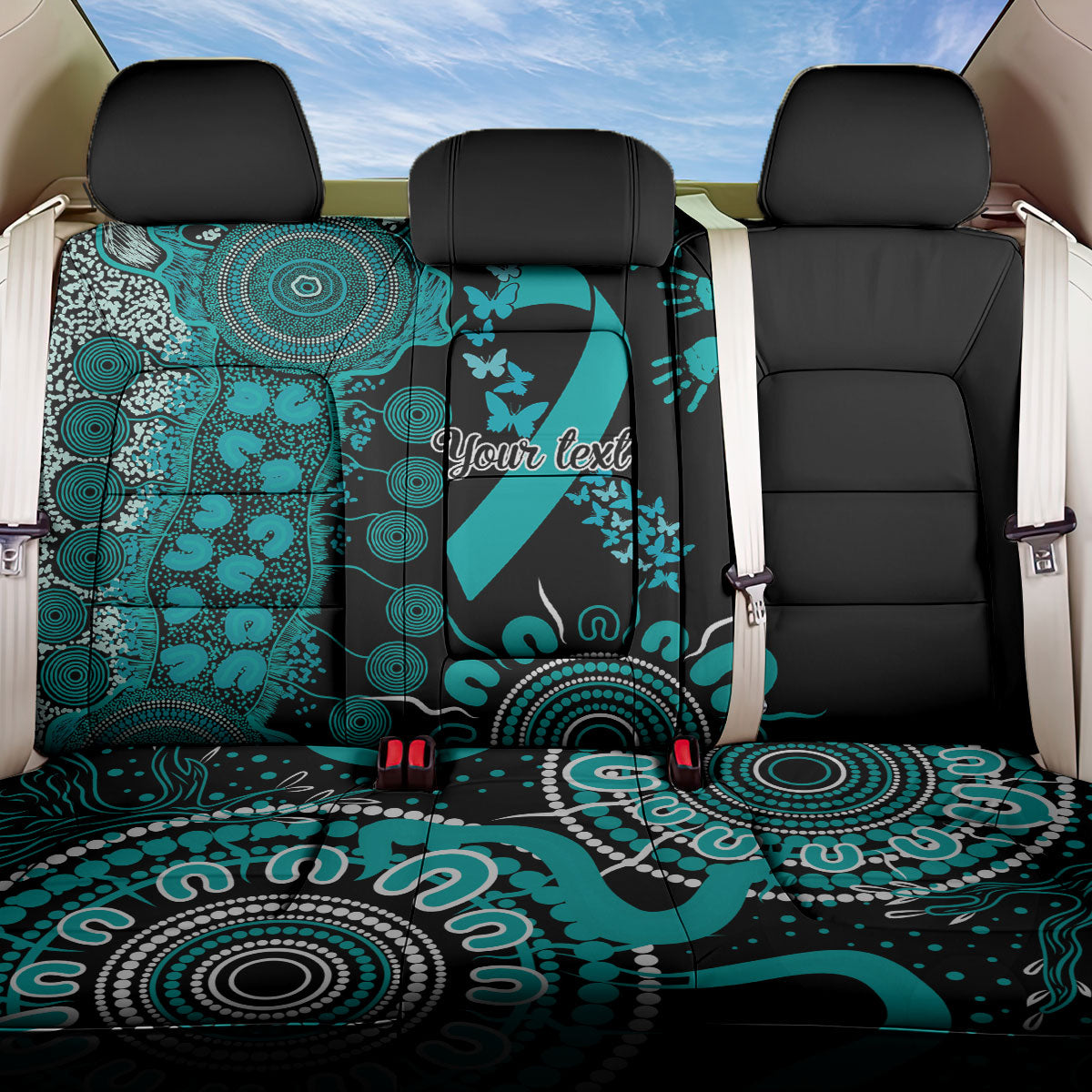 Australia PTSD Support Healing From Trauma Personalised Back Car Seat Cover Aboriginal Ribbon Dot Painting
