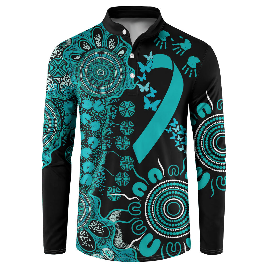 Australia PTSD Support Healing From Trauma Personalised Button Sweatshirt Aboriginal Ribbon Dot Painting
