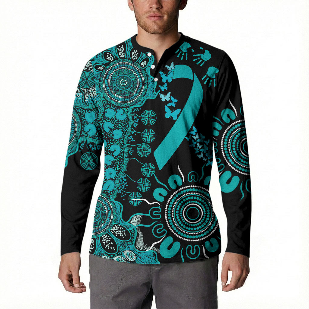 Australia PTSD Support Healing From Trauma Personalised Button Sweatshirt Aboriginal Ribbon Dot Painting