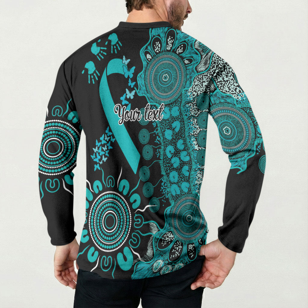 Australia PTSD Support Healing From Trauma Personalised Button Sweatshirt Aboriginal Ribbon Dot Painting