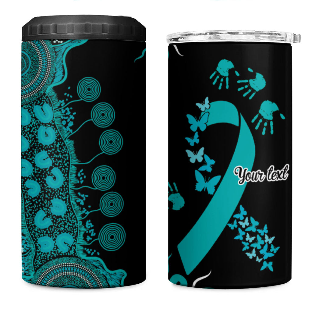 Australia PTSD Support Healing From Trauma Personalised 4 in 1 Can Cooler Tumbler Aboriginal Ribbon Dot Painting