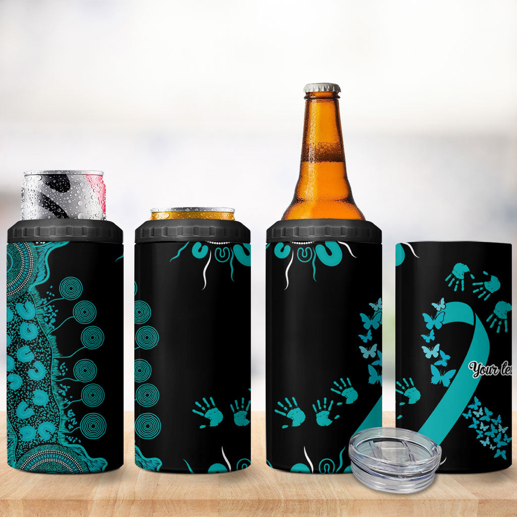 Australia PTSD Support Healing From Trauma Personalised 4 in 1 Can Cooler Tumbler Aboriginal Ribbon Dot Painting