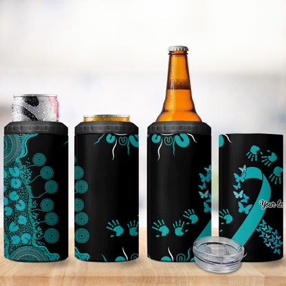 Australia PTSD Support Healing From Trauma Personalised 4 in 1 Can Cooler Tumbler Aboriginal Ribbon Dot Painting