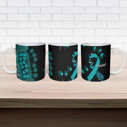 Australia PTSD Support Healing From Trauma Personalised Ceramic Mug Aboriginal Ribbon Dot Painting