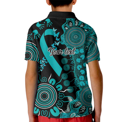 Australia PTSD Support Healing From Trauma Personalised Kid Polo Shirt Aboriginal Ribbon Dot Painting